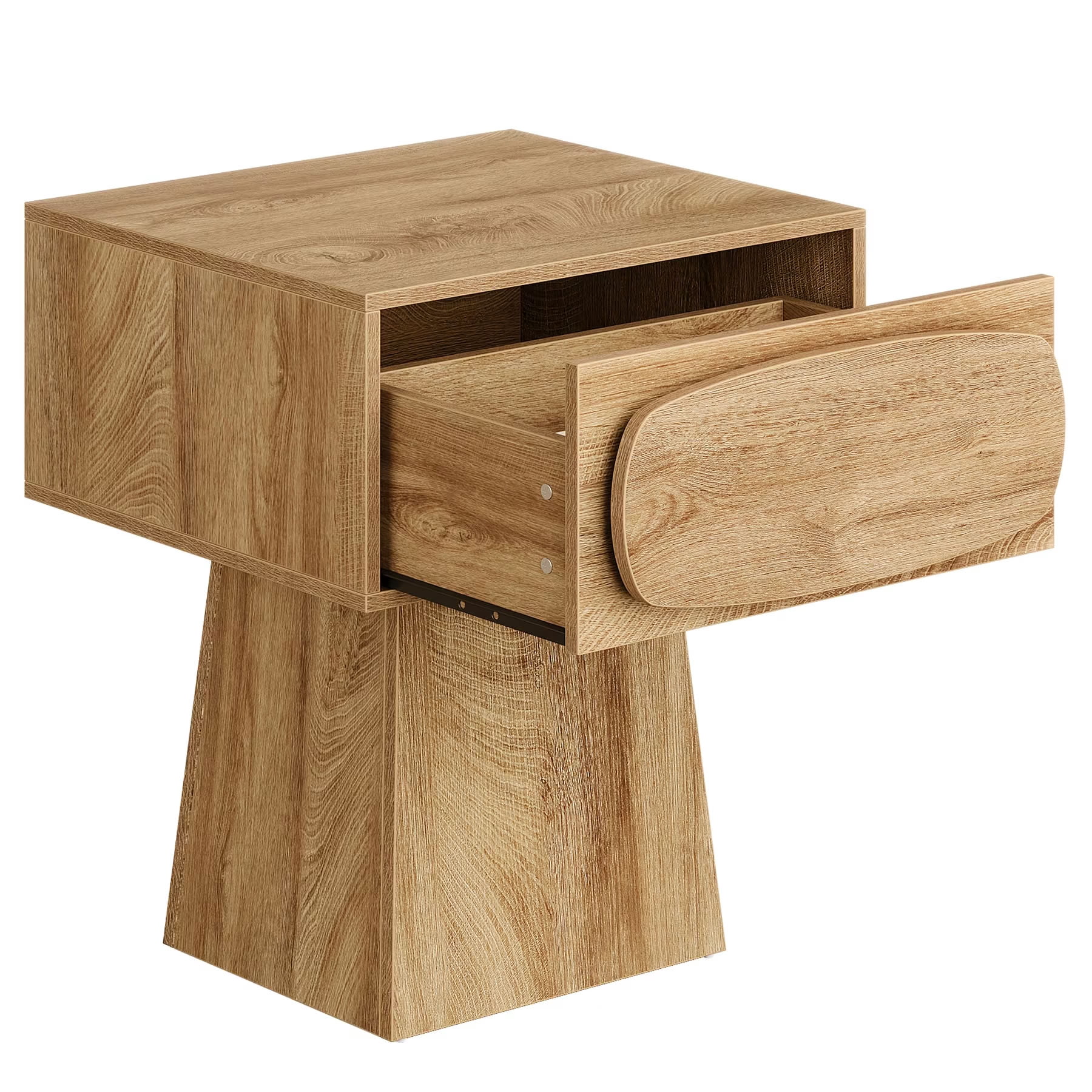 MAYEERTY End Table with Storage Drawer, Modern Wooden Side Table with Curved Handle, Compact Table for Living Room, Bedroom, Small Spaces