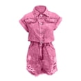 thumbnail image 5 of SRZYMJ Women's Wide Leg Jumpsuit Stylish Ladies Distressed Denim Jumpsuit Shorts Summer Casual Wear with Elastic Waistband and Comfortable Short Sleeves for, 5 of 6