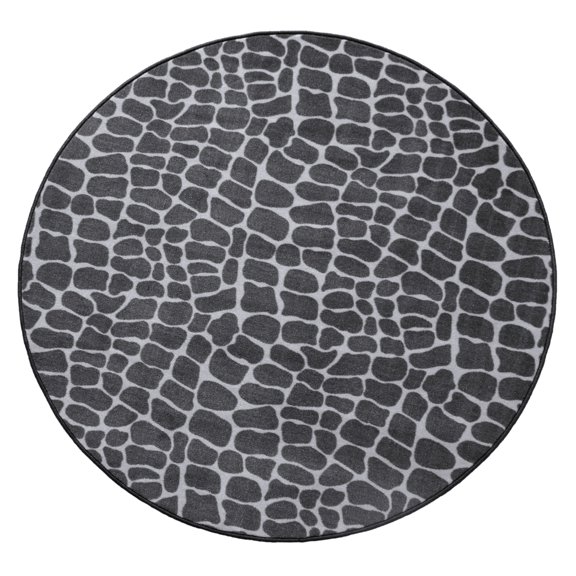 Furnish My Place Animal Print Rug - 6 ft. Round, Crocodile Light Grey, Nylon Rug for Patio, Garden, Hallway, Living Room