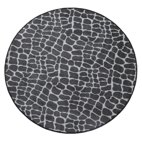 Furnish My Place Animal Print Rug - 5 ft. Round, Crocodile Light Grey, Nylon Rug for Patio, Garden, Hallway, Living Room