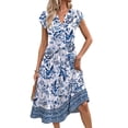 thumbnail image 2 of Fantaslook Summer Dresses for Women Ruffle Sleeve V Neck Midi Dresses Fashion Casual Flowy Vacation Sundress, 2 of 8