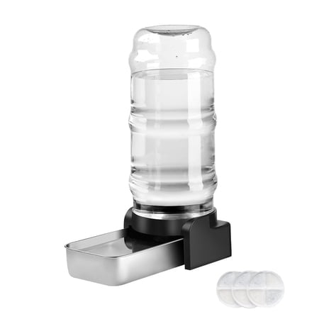 Marchul 2.3 Gallon Automatic Pet Waterer Gravity Stainless Steel with 3 Replacement Filters for Dogs 100% BPA Free Large Capacity 8.6L