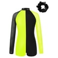 thumbnail image 2 of TiaoBug Girls Diamond Long Sleeve Gymnastics Unitards Biketards Kids Color Block Leotards Jumpsuit Fluorescent Yellow 16, 2 of 3