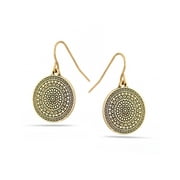 TAZZA WOMEN'S OXIDIZED ANTIQUE LOOK VINTAGE BOHO STYLE GOLD ROUND DROP EARRINGS