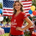 thumbnail image 4 of Usa 250th Anniversary Shirt for Women, 1776-2026 Freedom Graphic Tee, V Neck Short Sleeve Relaxed Fit Top for Independence Day July 4th, 4 of 6
