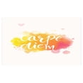 thumbnail image 4 of Yellow and White Ceramic Toothbrush Holder, Watercolor Style with Carpe Diem Seize the Day Enjoy the Moment, Decorative Versatile Countertop for Bathroom, 4.5" X 2.7", Yellow Marigold Pink, 4 of 4
