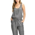 thumbnail image 5 of Love Stitch Women's Comfortable Chambray Slouchy Lounge Jumpsuit (Ash Black, Small), 5 of 5