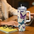 thumbnail image 6 of 40 OZ Polka Dot Ice Bully Cup with Handle Straw Lid, Double Wall Stainless Steel Tumbler Travel Coffee Cup, Red and White Insulation and Cooling Mug for Christmas Birthday Present, 6 of 10