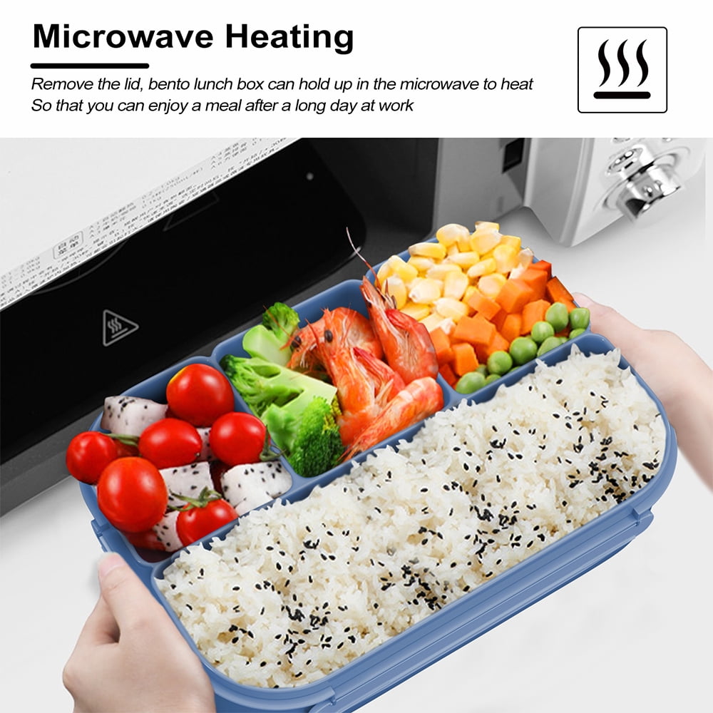 Lunch Box Adult Bento Box,1L Bento Lunch Box Container Built in Utensil Set for Adult Modern Style Lunch Container for Office,Picnic Leak Proof-Blue