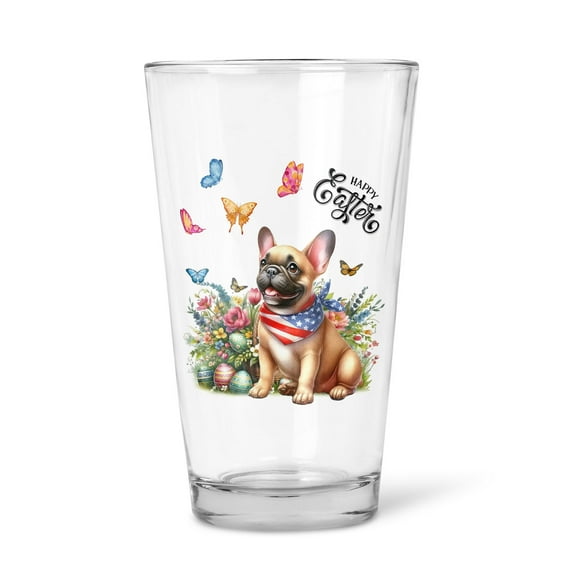 French Bulldog Celebrates Spring and Enjoys a Happy Easter 16oz Pint Beer Glass Mug Dog Lover Gifts Beer Glasses Cup - 02001
