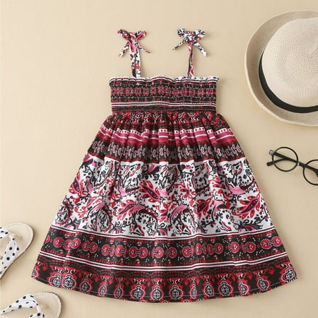 

Huilaibazo Girls Dress Toddler Skirt Summer Fashion Western Style Girls Red Suspender Dress Sleeveless Vintage Children s Skirt