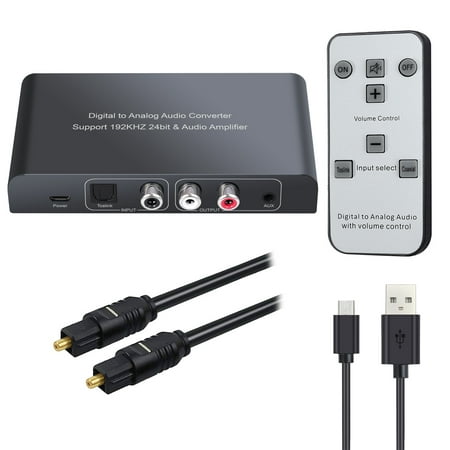 DAC Converter with Remote Control 192kHz Digital to Analog Audio Converter Digital Coaxial Toslink to Analog Stereo L/R RCA 3.5mm Audio Adapter Support Volume Control/ (Best Dac Converter 2019)