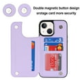 thumbnail image 7 of Feishell Back Wallet Case for iPhone 13, RFID Blocking Premium PU Leather Flip Cover with Card Slots Holder Magnetic Buttons TPU Bumper Shockproof Case for iPhone 13, Purple, 7 of 7
