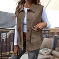 thumbnail image 2 of WMTBSRSW Womens Corduroy Vest Fall Winter Casual Texture Lapel Button Down Sleeveless Jackets Outerwear Tops with Pockets, 2 of 8