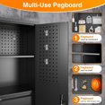 thumbnail image 6 of Fesbos Metal Storage Cabinet with Pegboard, Heavy Duty Garage Storage Cabinet with Adjustable Shelves and Doors, Lockable Steel Storage Cabinet with Drawer, 6 of 8
