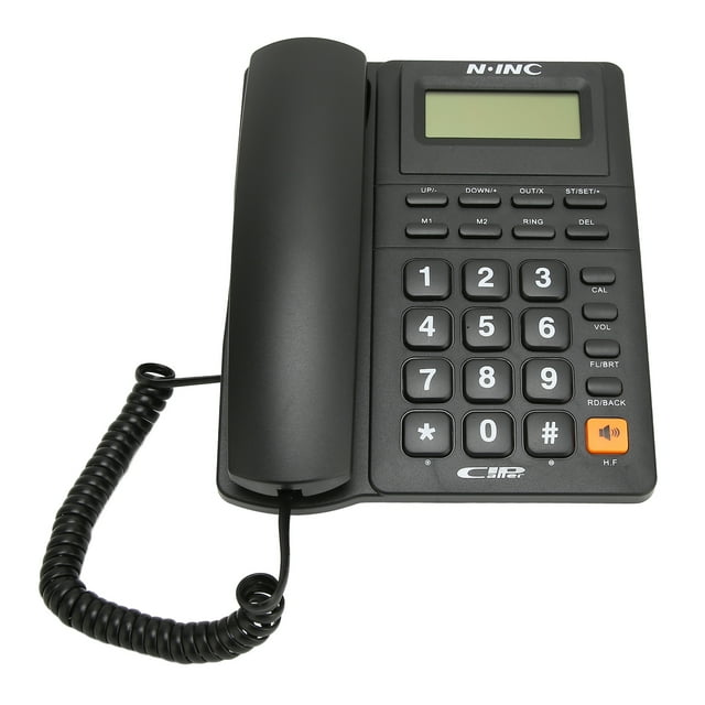 Téléphone Filaire, Affichage Multifonction de l'Appelant Réduction de Bruit Fonction Muet Double Interface Téléphone Fixe Filaire Dernier Numéro pour Bureau Noir