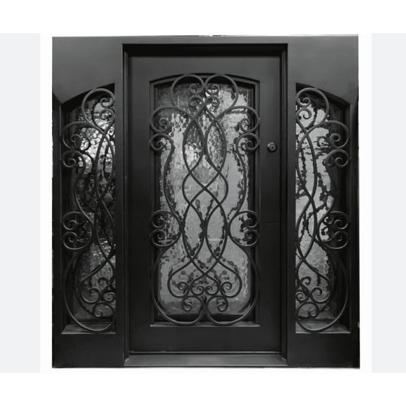 Palencia with Sidelites Double Iron Door 74.5" x 97.5"