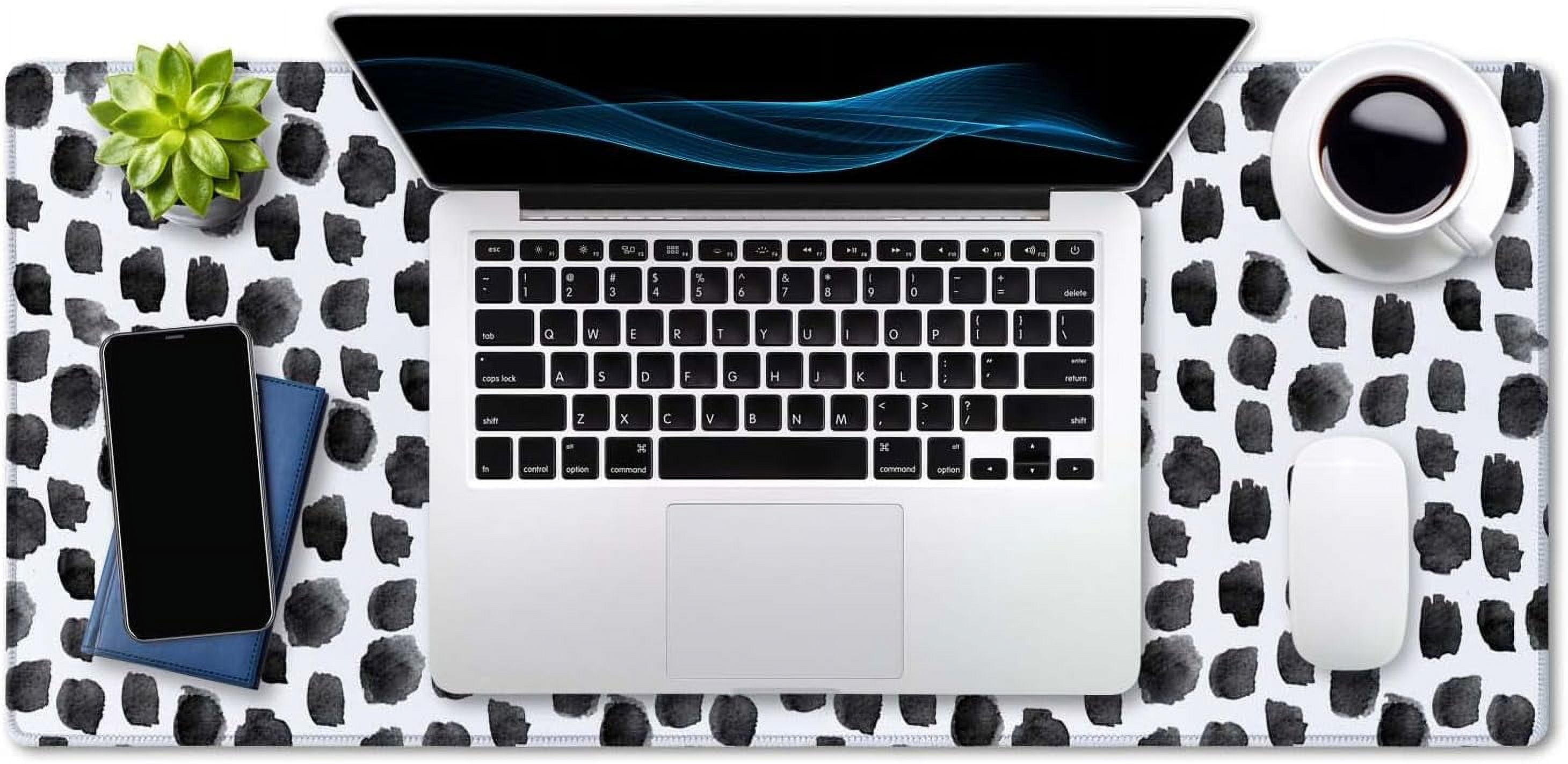 Polka Dot Extended Gaming Mouse Pad Mat Large Desk Mat Non Slip Rubber Base Computer Desktop Laptop Keyboard Mouse Mat Stitched Edges, 35.5x15.7 in XXL Waterproof Mousepad for Work Game