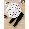 thumbnail image 4 of Mikrdoo Girls Clothes 4Y,5Y,6Y,7Y Girls Heart Pattern Full Print Bow Shirt Elastic Pants 2Pcs Outfits For Spring Fall 7 Years White, 4 of 10