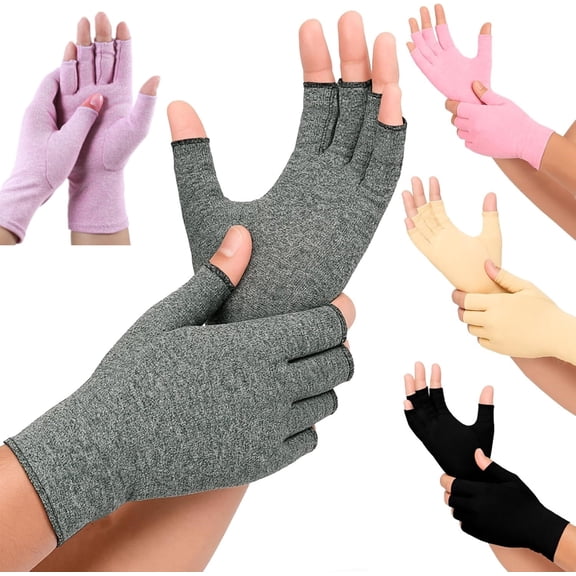 5 Pairs Arthritis Compression Gloves Fingerless Compression Glove Pain Relief Glove for Men Women