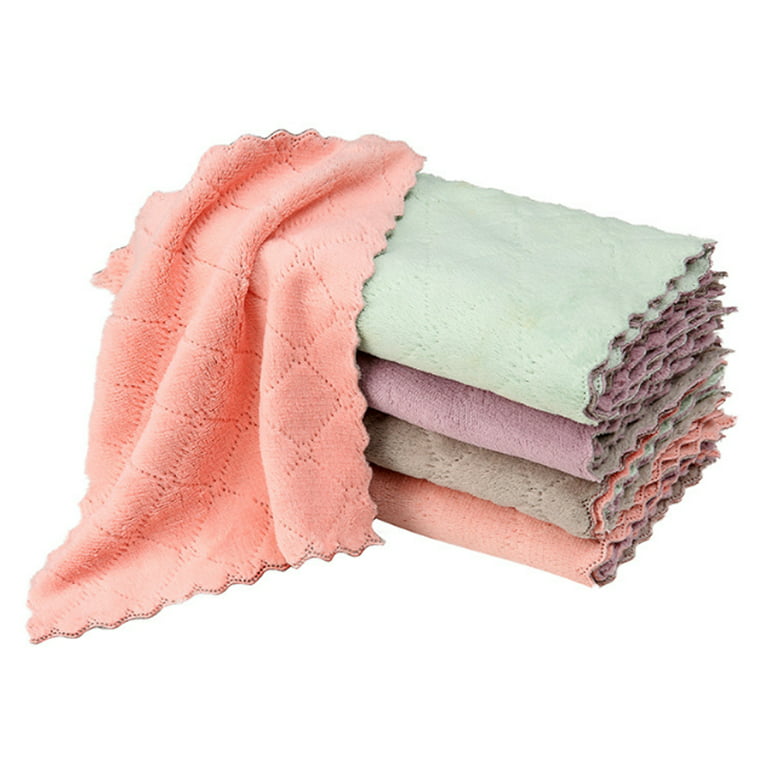 Soft Tea Towels Terry Cotton Kitchen Dish Cloths Clean Microfibre Absorbent  Non-stick Cleaning Clothes Kitchen Tool