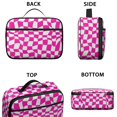 thumbnail image 3 of Pink and White Wavy Checkered Pattern Insulated Lunch Bag Teens,Bento School Lunch Bag for Teens for Work,Picnic or Travel 10.6x7.7x4.3 Inches,12 Can Capacity, 3 of 6