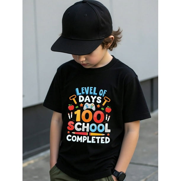 Young Boys Back To School Letter Slogan & Game Console Graphic Short Sleeve T-Shirt