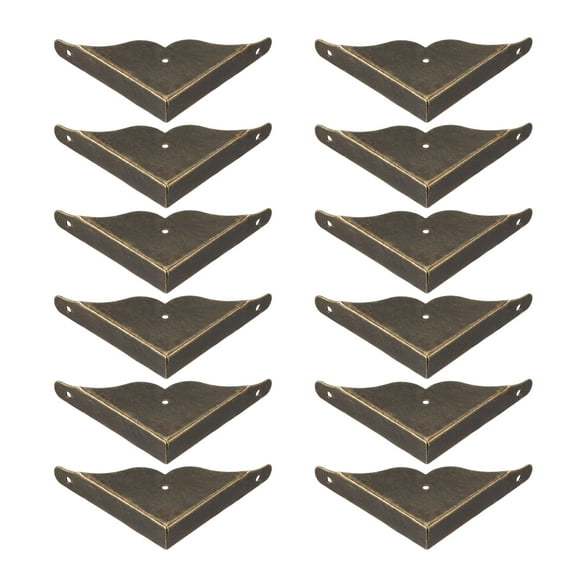 Uxcell Metal Desk Corner Protectors Table Edge Cover Guard 1.54" x 1.54" x 0.31" Bronze Tone 12 Pack
