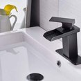 thumbnail image 4 of BWE Bronze Bathroom Faucet Waterfall For Sink 1 Hole Farmhouse Oil Rubbed Bronze Vanity Sink One Handle Bath Restroom Faucets Deck Mount Lavatory Rustic Mixer Tap Centerset With Supply Hose Lead Free, 4 of 10