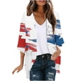 thumbnail image 2 of Wiyuqeen Cardigans Rouges, Blancs et Bleus pour Femmes à Manches Courtes, Cache-Maillot du 4 Juillet, Ouvert à l'Avant, en Mousseline, Cardigans Légers, Cadeaux pour le Memorial Day, 2 of 5