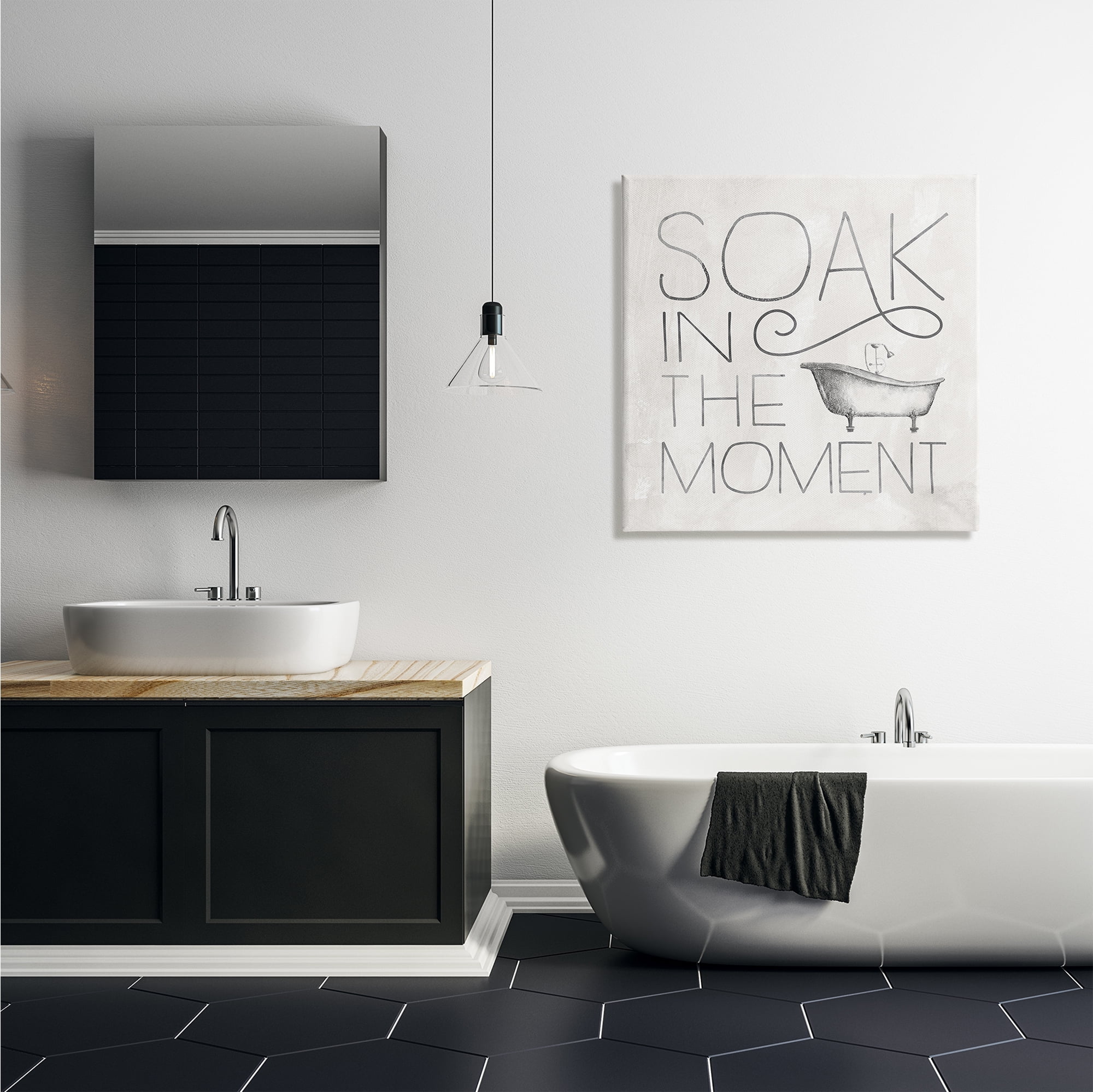 Stupell Industries Vintage Bathroom Soak in the Moment Phrase Graphic Art Gallery-Wrapped Canvas Print Wall Art, 30x30, by Nina Pierce