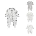 thumbnail image 3 of Ticikt Baby Footed Pajamas, 0-9 Months, Print Cotton Onesies, Soft Sleep for Boys or Girls,White, 3 of 4