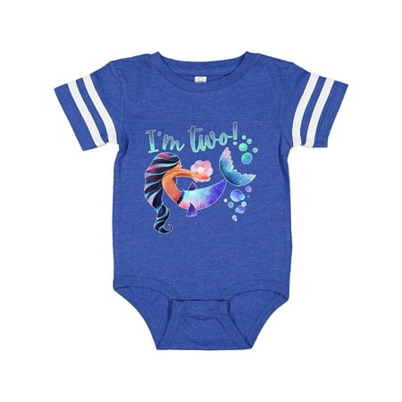 

Inktastic I m Two! 2nd Birthday Pink and Blue Mermaid Gift Baby Boy or Baby Girl Bodysuit