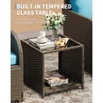 thumbnail image 2 of 5 Piece Patio Rattan Conversation Set, Outdoor Wicker Furniture Set with Tempered Glass Coffee Table, Rattan Chairs with Ottomans & Thick Soft Cushions for Garden Backyard Porch, Blue, 2 of 7