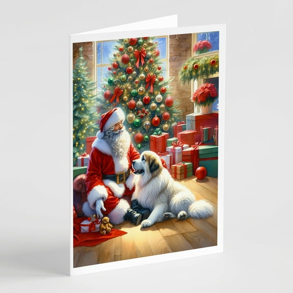 Great Pyrenees and Santa Claus Greeting Cards Pack of 8 7 in x 5 in