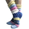 thumbnail image 1 of Calcetines de invierno de punto grueso para mujer, medias de pantuflas a rayas coloridas, 1 of 5