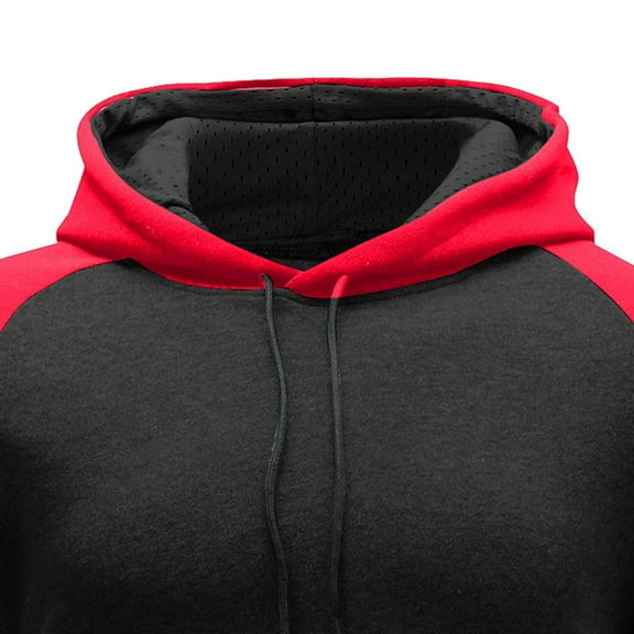 LEEy-world Sweatshirts for Men Men's Fleece Pullover Hoodie Sweatshrits Drawstring Hooded Color Block Hoody for Men with Kangaroo Pocket Red,XL