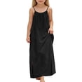 thumbnail image 2 of FAOWME Toddler Kids Girls Dress Sleeveless Suspenders Solid Color Backless Comfortable Loose Fit Dresses For Casual Daily Wear,Black,13-14 Years, 2 of 5
