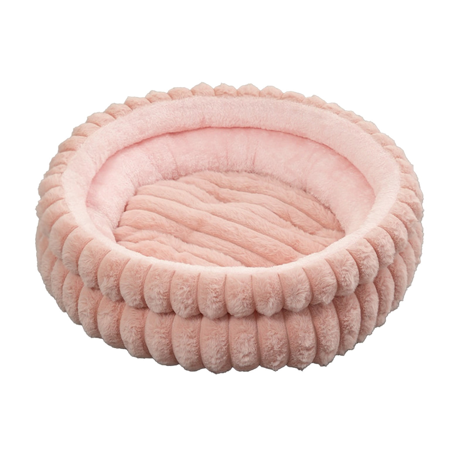 Dvumao Round Plush Pet Bed – 15.7-Inch Fleece Cat & Small Cat Nest