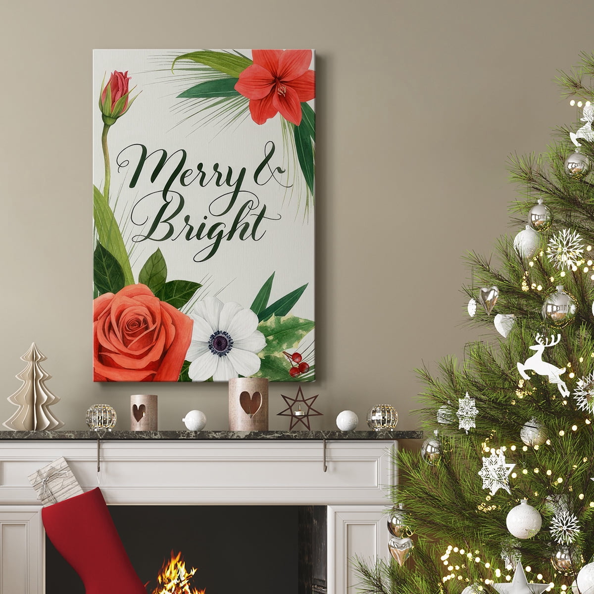 Christmas Flora Wreath Collection B- Gallery Wrapped Canvas