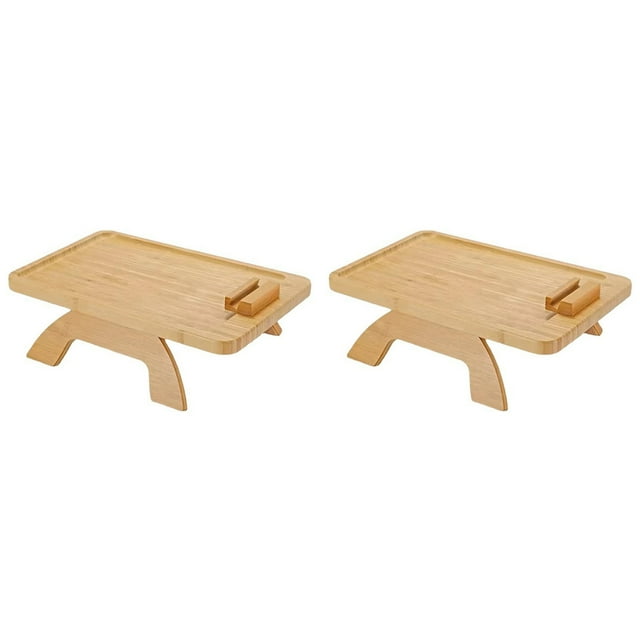 2X Sofa Clip on Side Table for Wide Couches Arm, Foldable Couch Tray with 360° Rotating Phone Holder for Eating/Drinks