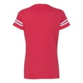 thumbnail image 3 of Fine Jersey V-Neck Short Sleeve Footbal T-Shirt for Women , White / Vintage Red , S, 3 of 5
