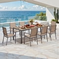 thumbnail image 5 of Outdoor Dining Set Noelse 9 Piece Patio Table and Chairs Set with Umbrella Hole and 8 Textilene Outdoor Chairs for Backyard, Garden, Brown, 5 of 8