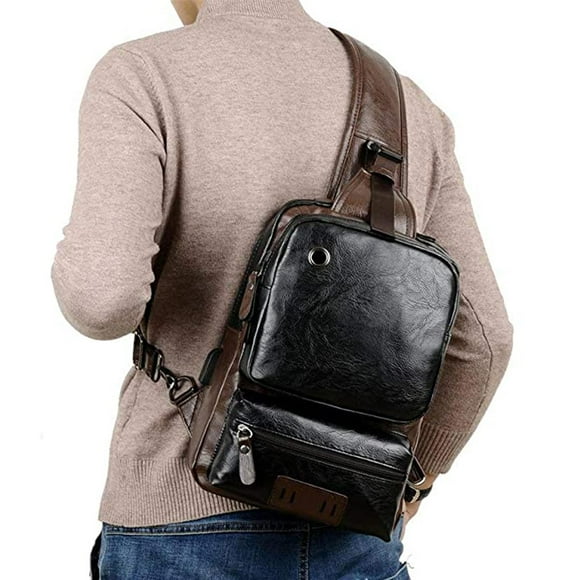 Bolso bandolera para hombre con puerto de carga USB de hombro para deportes al aire libre Negro Colcomx Bolsos bandolera para hombre