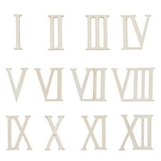 HEMOTON 12pcs Wooden Roman Numerals Shape Wood Numerics Numbers DIY Household Bedroom Ornaments Craft Decoration Gift