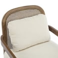 thumbnail image 4 of Christopher Knight Home Mid-Century Modern Accent Chairs, Wood Frame with Rattan Backrest, Beige Stripe Cushions, Set of 2, 4 of 9
