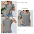 thumbnail image 5 of Women V Neck Ruffle Short Sleeve Shirts Summer Fashion Casual Loose Pure Color Womens Ruffle Short Sleeve Blouse Grey XXL, 5 of 6