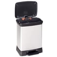 thumbnail image 1 of Curver Metal Effect 70% Recycled Kitchen Accessories 30L Duo Recycling Pedal Touch Deco Bin, Silver, 1 of 8