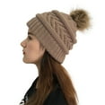thumbnail image 2 of NARABB Women Winter/Spring Crochet Hat Knitted Beanie Hat With Faux Pom Warm Knit Skull Cap Beanie For Women, 2 of 4