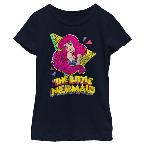 Girl's The Little Mermaid Retro Ariel Graphic Tee Navy Blue X Small
